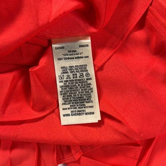 Ted Baker Red Sleeveless Bib Collar Blouse - Picture 10 of 11